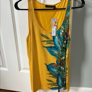 Apt. 9 Yellow Leaf Print Women's Tank Top